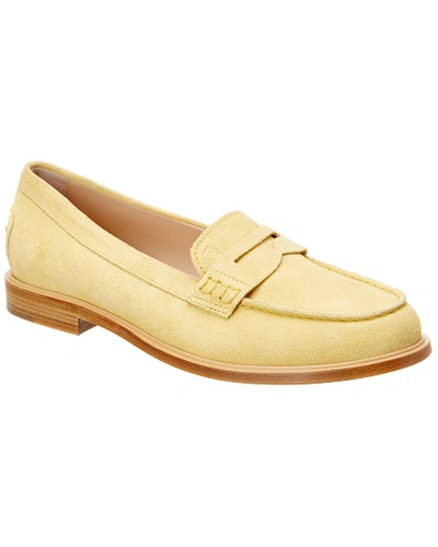 Shop Tod's Suede Moccasin In Yellow