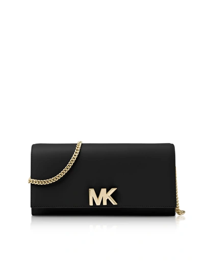 Shop Michael Kors Mott Leather Chain Wallet In Black