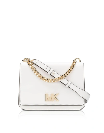 Shop Michael Kors Mott Leather Crossbody Bag In Optic White