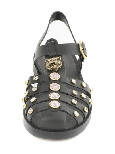Shop Gucci Crystal Embellishment Sandals In Nero