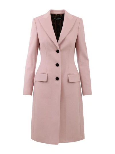 Shop Dolce & Gabbana Long Rose Coat In Pink