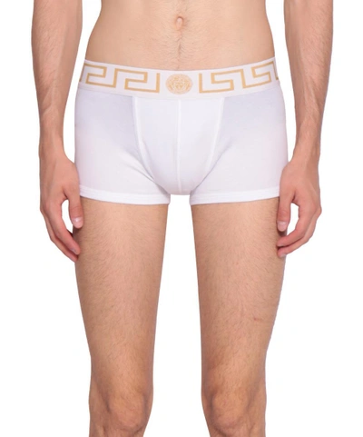 Shop Versace Cotton Boxer In Bianco