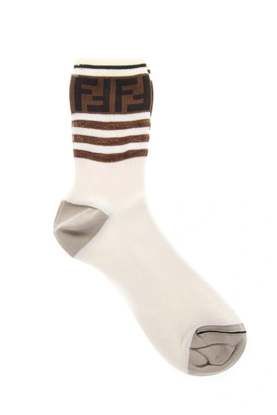 Shop Fendi Cotton Socks In White
