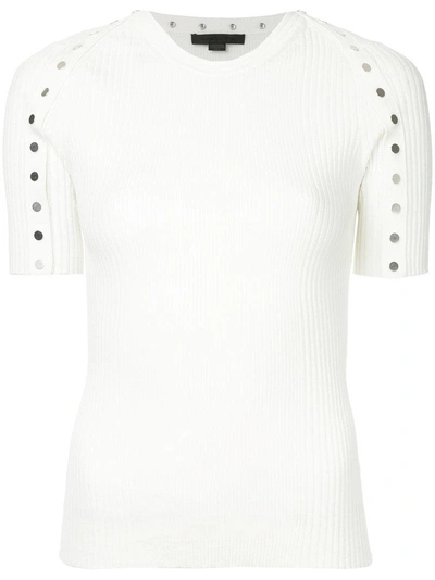 Shop Alexander Wang Studded Knitted Top - White