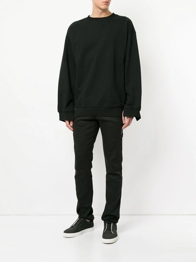 Shop System Torn Crew-neck Sweatshirt - Black
