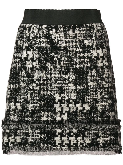 Shop Dolce & Gabbana Tweed Mini Skirt In Black