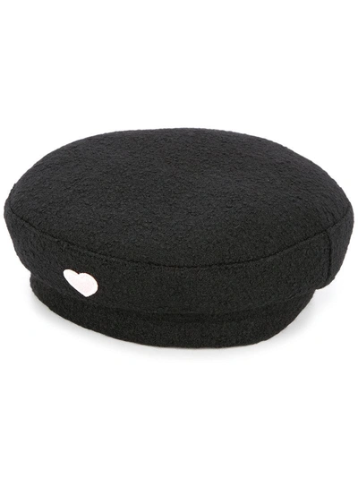 Shop Federica Moretti Heart Baker Boy Hat - Black
