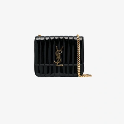 Shop Saint Laurent Black Vicky Medium Quilted Leather Shoulder Bag