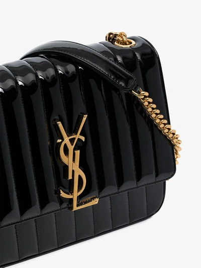 Shop Saint Laurent Black Vicky Medium Quilted Leather Shoulder Bag