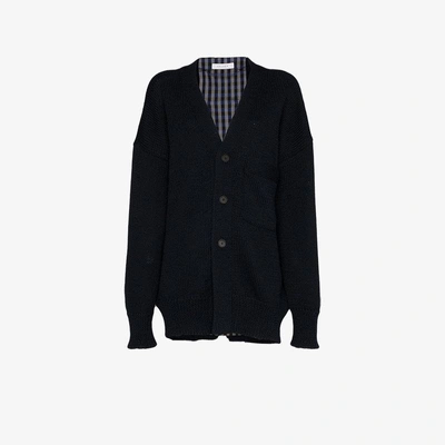 Shop Delada Long Sleeve Knitted Wool-blend Cardigan In Blue