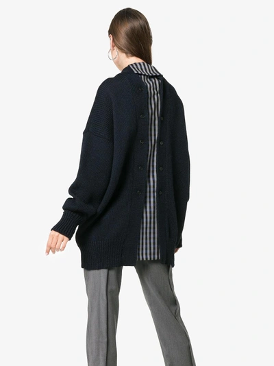 Shop Delada Long Sleeve Knitted Wool-blend Cardigan In Blue