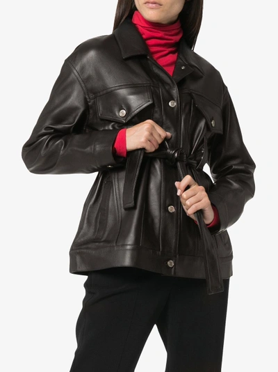 Shop Golden Goose Deluxe Brand Pictor Leather Belted Jacket In Black