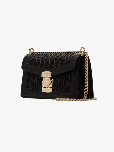 Shop Miu Miu Black Matelassé Leather Shoulder Bag