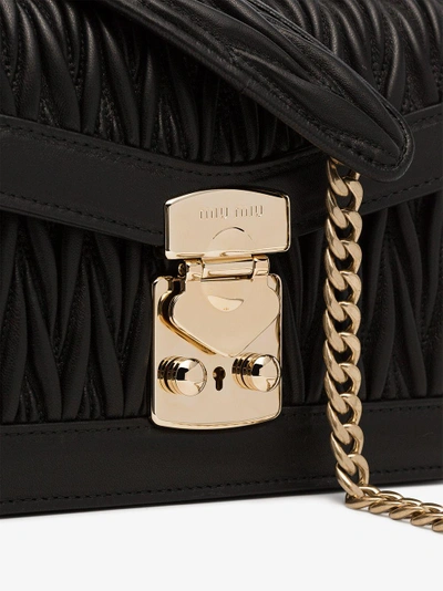 Shop Miu Miu Black Matelassé Leather Shoulder Bag