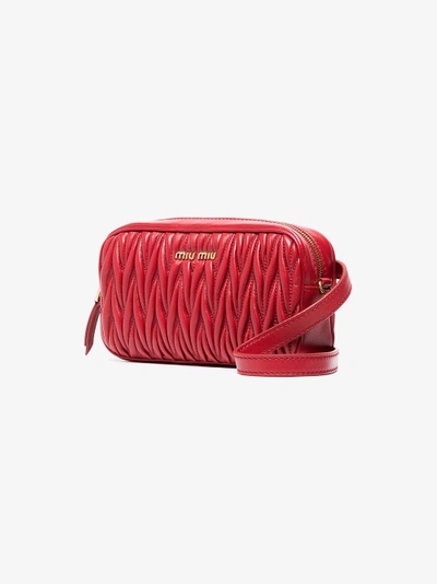 Shop Miu Miu Red Matelassé Leather Belt Bag