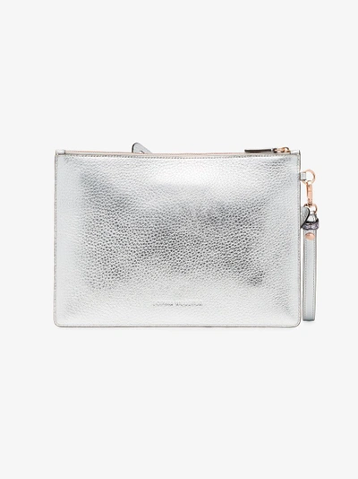 Shop Sophia Webster Silver Flossy Butterfly Leather Clutch In Metallic