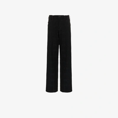 Shop Sulvam Straight Wide-leg Cotton Trousers In Black