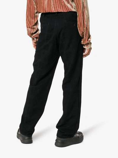 Shop Sulvam Straight Wide-leg Cotton Trousers In Black