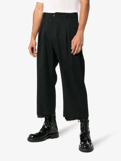 Shop Sulvam High-waisted Wool Trousers In Black