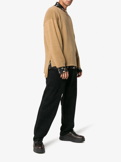 Shop Sulvam Oversized Wool-blend Sweater In Brown