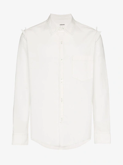 Shop Sulvam Double Collar Cotton Shirt In White
