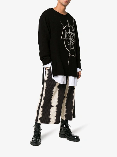 Shop Yohji Yamamoto Long Sleeve Spider Web Wool Jumper In Black