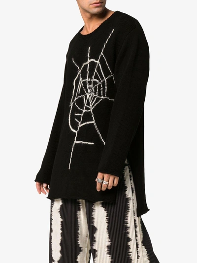 Shop Yohji Yamamoto Long Sleeve Spider Web Wool Jumper In Black