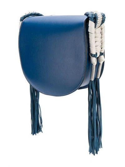 Shop Altuzarra Fringed Sides Detail Shoulder Bag In Blue