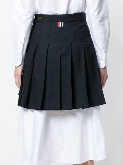 Shop Thom Browne Striped Pleated Mini Skirt In Blue