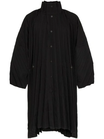 Shop Issey Miyake Homme Plissé  Pleated Long Sleeve Jacket - Black