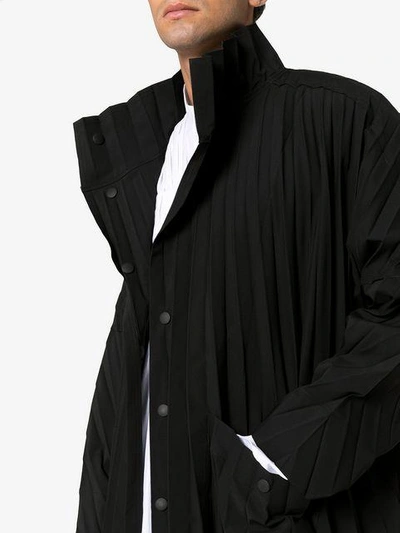 Shop Issey Miyake Homme Plissé  Pleated Long Sleeve Jacket - Black