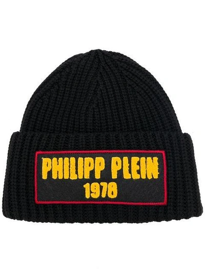Shop Philipp Plein Logo Beanie In Black