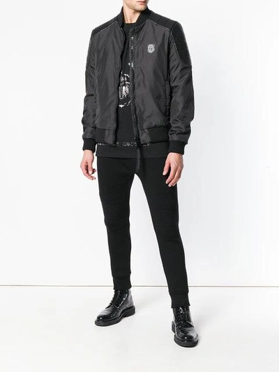 Shop Frankie Morello Panelled Biker Jacket - Black