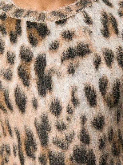 Shop Saint Laurent Textured Leopard Print Sweater In 9794 Beige Black Brown