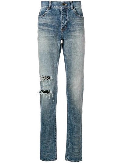 distressed straight-leg jeans