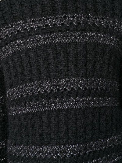 Shop Saint Laurent Contrast Knit Sweater In Black