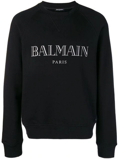 Shop Balmain Logo Print Sweatshirt In Black