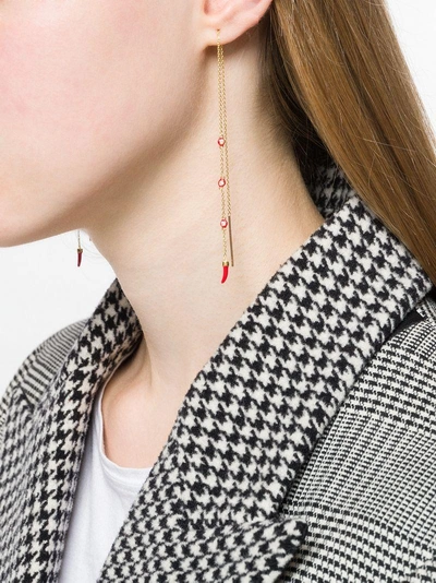 Shop Eshvi Drop Coral Chain Long Earrings In Metallic