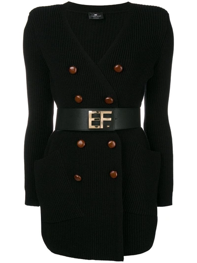 Shop Elisabetta Franchi Belted Cardigan - Black