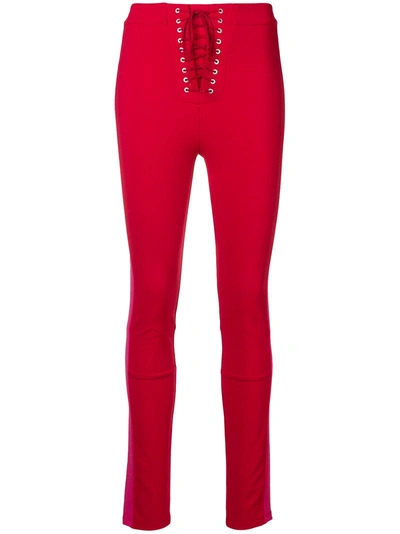 Shop Ben Taverniti Unravel Project Unravel Project Lace-up Skinny Trousers - Red