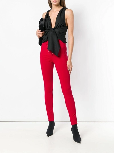 Shop Ben Taverniti Unravel Project Unravel Project Lace-up Skinny Trousers - Red