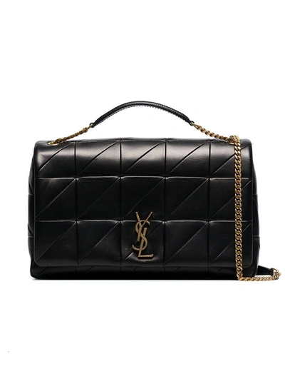 Shop Saint Laurent Black Jamie Patchwork Leather Shoulder Bag