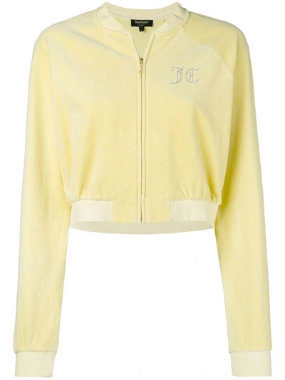 Shop Juicy Couture Swarovski Personalisable Velour Crop Jacket In Yellow