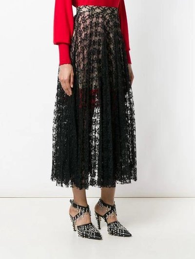 Shop Christopher Kane Pleated Lace Skirt In Black