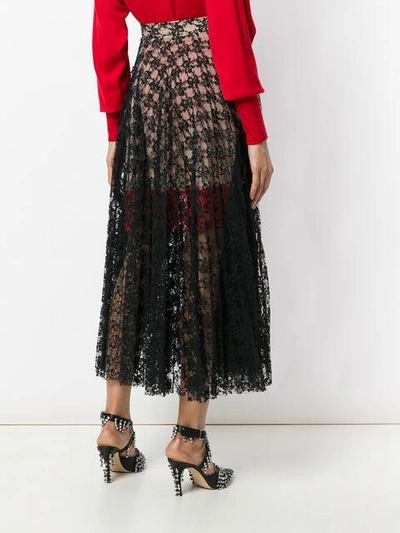 Shop Christopher Kane Pleated Lace Skirt In Black