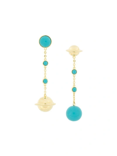 Shop Eshvi Astro Turquoise Drop Chain Earrings - Metallic