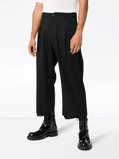 Shop Sulvam High-waisted Wool Trousers - Black