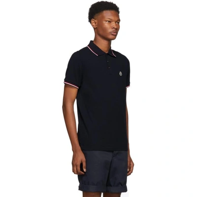 Shop Moncler Navy Logo Polo In 122-773.nvy