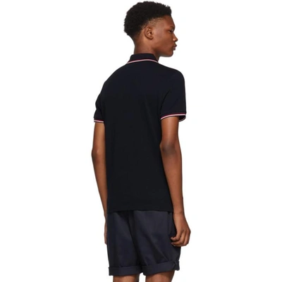 Shop Moncler Navy Logo Polo In 122-773.nvy