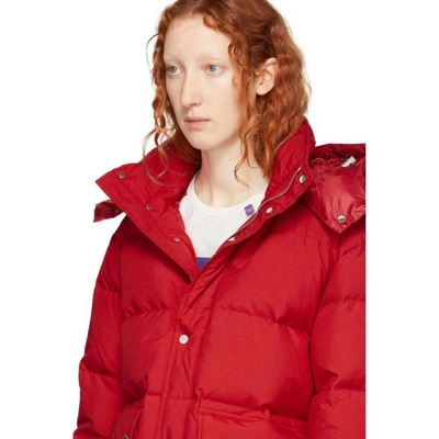Shop Off-white Red Down Quote Puffer Jacket